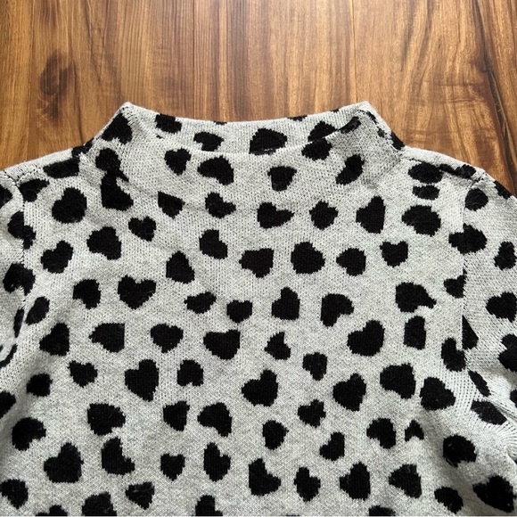 Loft Heart Print Mock Neck Sweater Size XS Petite - Picture 3 of 5